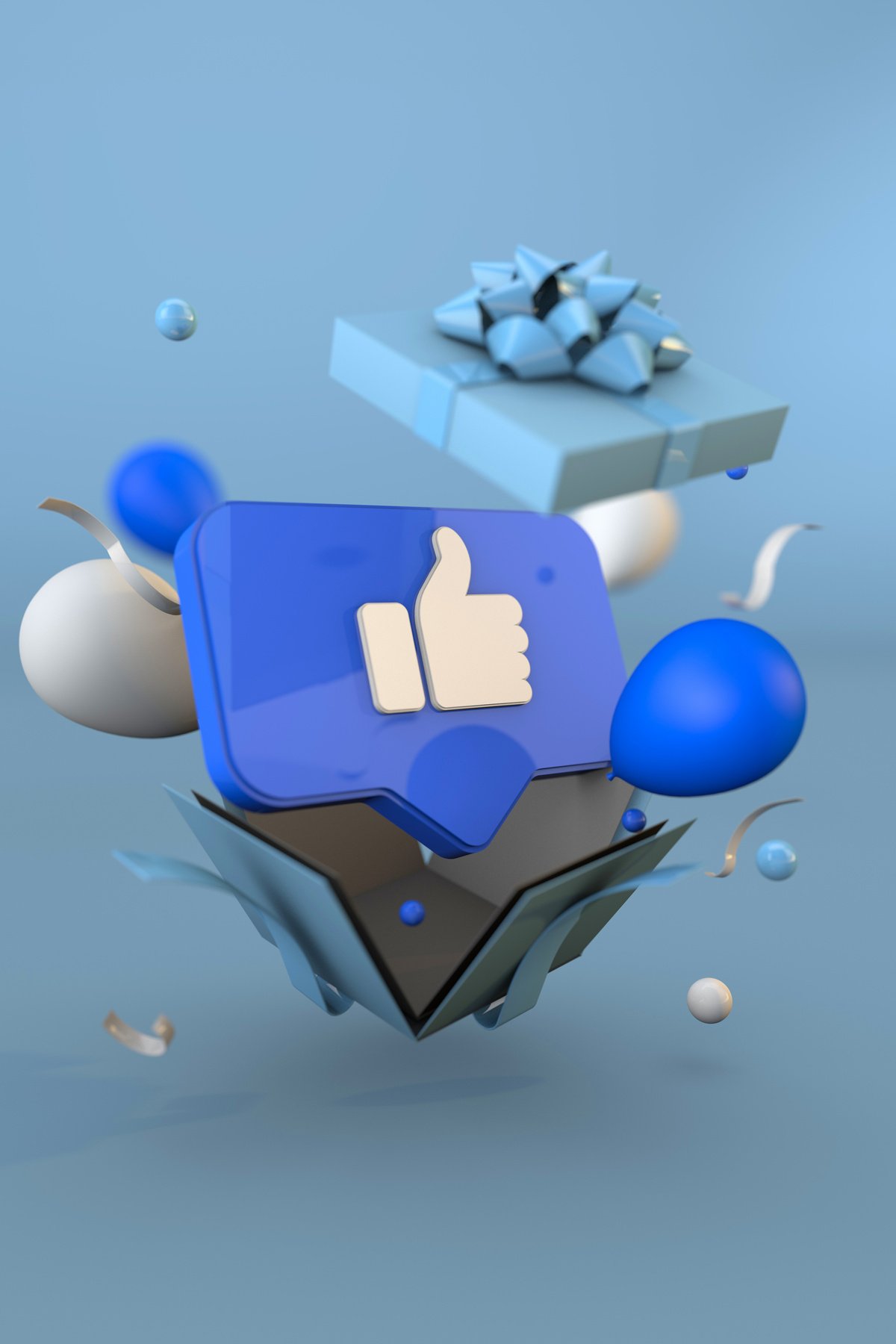 Happy social network concept with 3d like icon